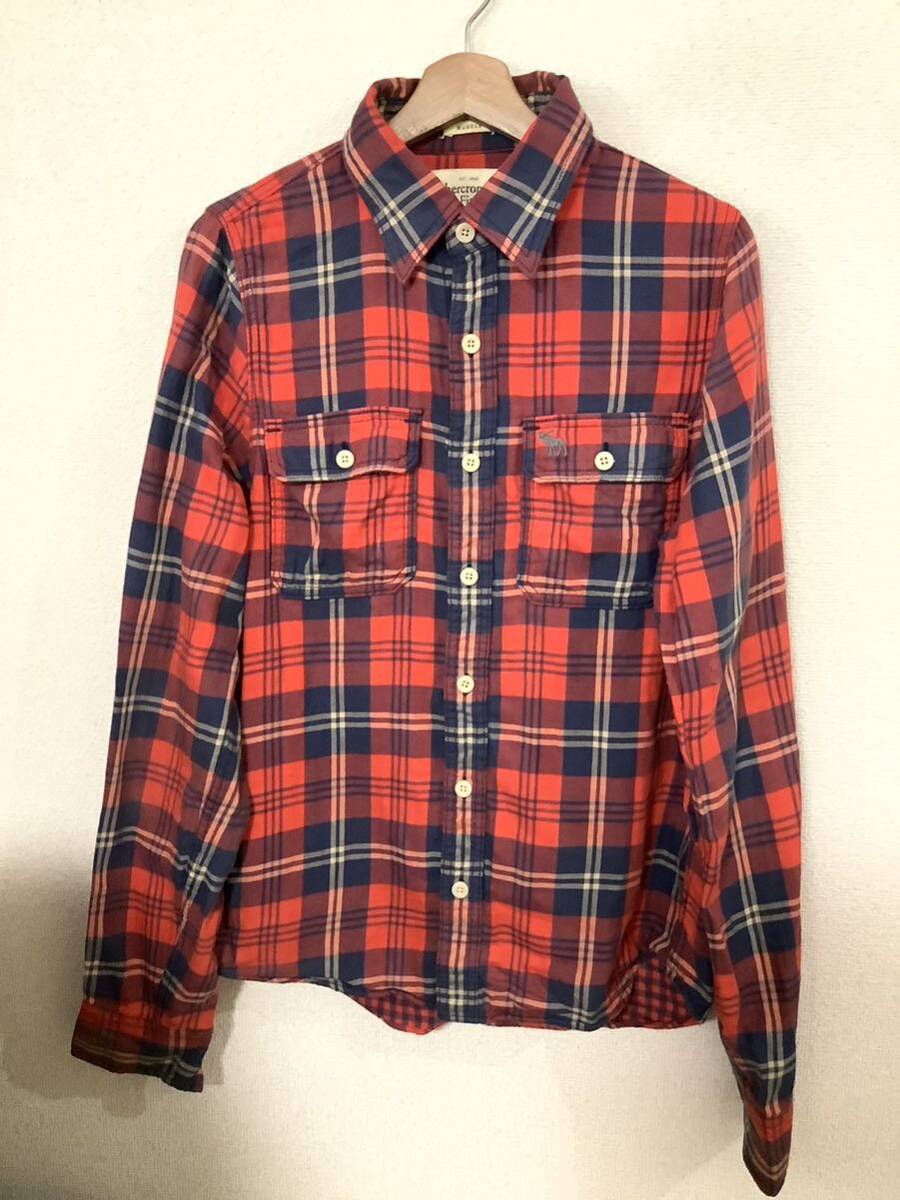 abercronbie&fitch アバクロ チェック柄 長袖シャツ ネルシャツ アメカジ ストリート カジュアル 古着 メンズ レッド拍卖