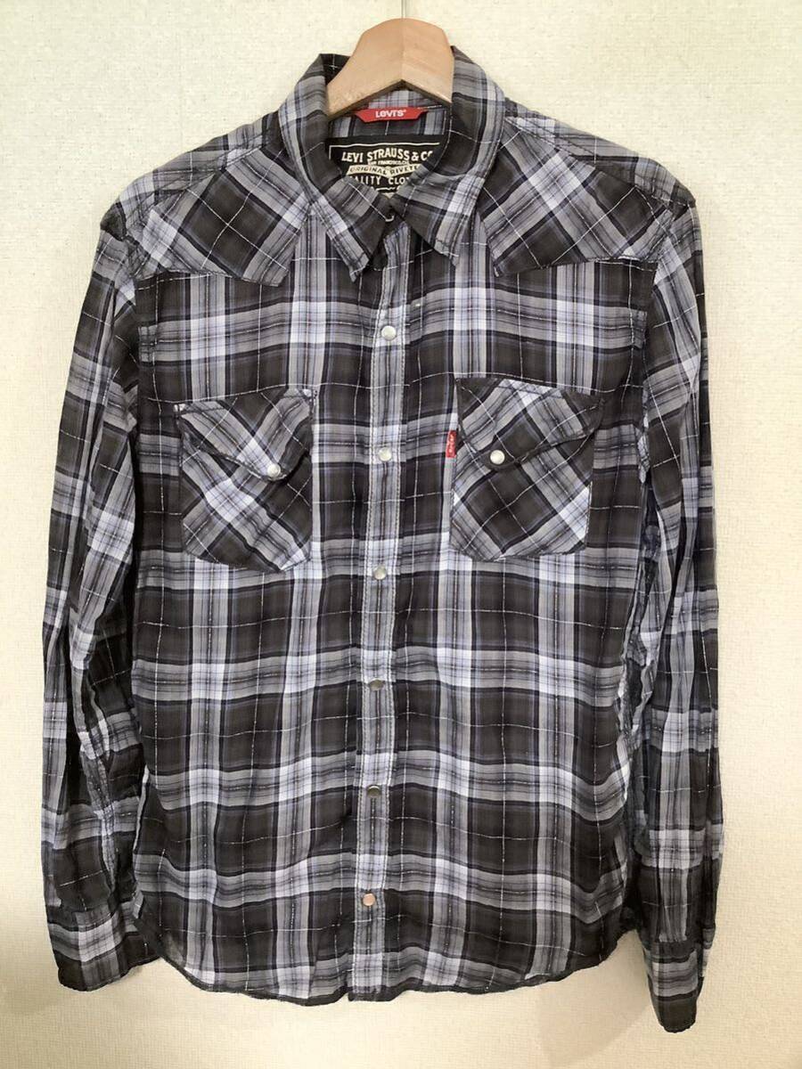 levi's リーバイス チェック柄 ウエスタンシャツ 長袖シャツ 薄手 カジュアル アメカジ メンズ 古着 ビンテージ拍卖