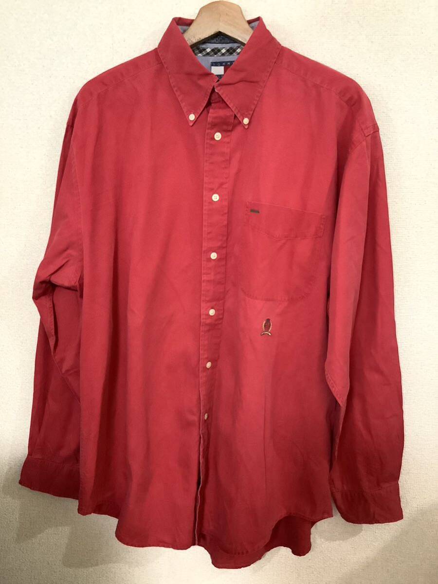 TOMMYHILFIGER トミーヒルフィガー ボタンダウンシャツ 長袖シャツ レッド カジュアル セレクト メンズ 古着拍卖
