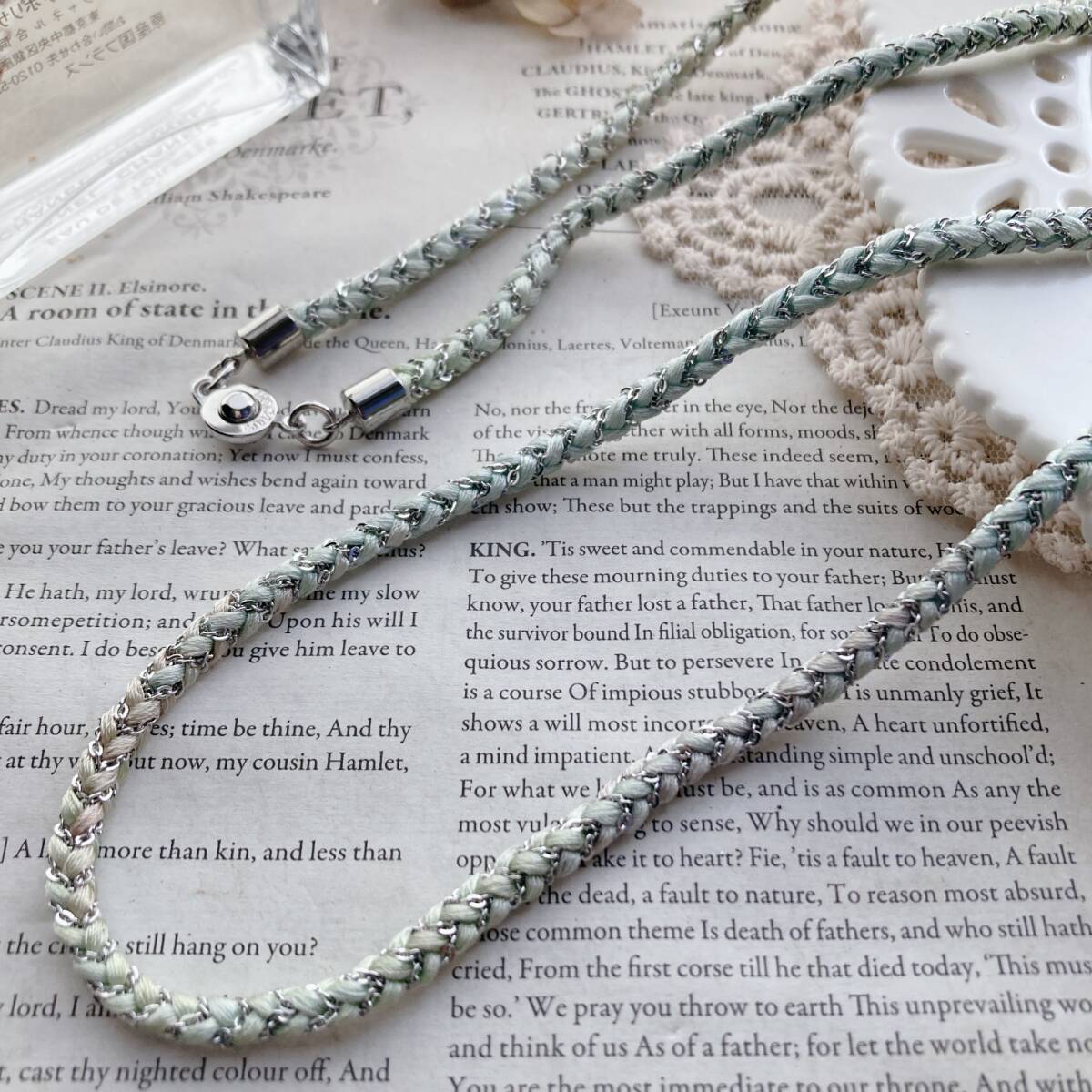 ネックレス ロング 紐 シルバーチェーン PAT.2007 USA PAT 4074 400刻印 淡色☆Vintage jewelry accessoriesk0869拍卖