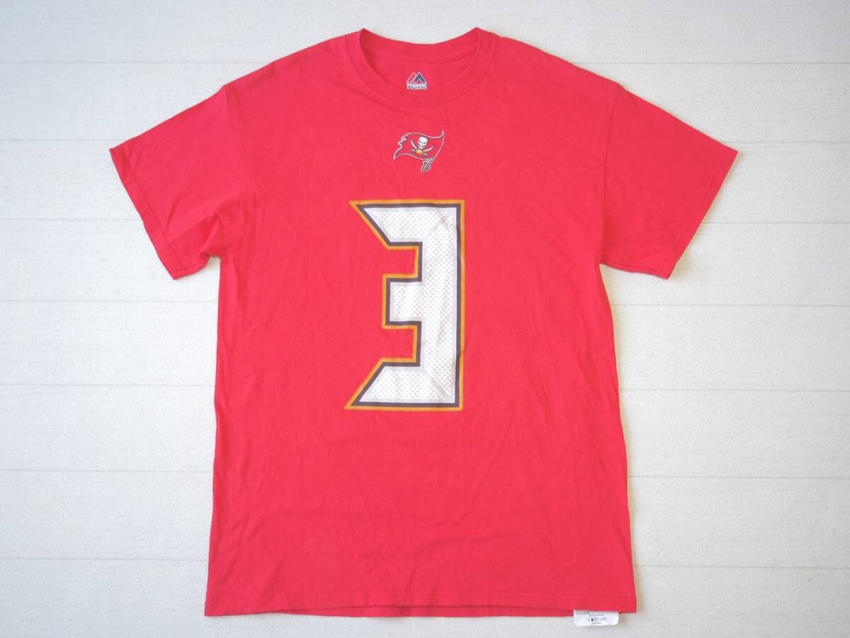 Majestic USA直輸入 古着 半袖 NFL タンパベイ・バッカニアーズ ジェイミス・ウインストン Tシャツ メンズ M レッド 中古 トップス拍卖