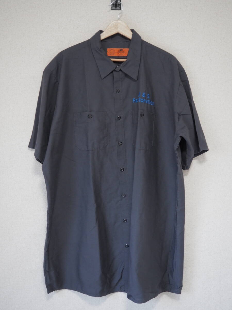 RED KAP レッドキャップ USA直輸入 古着 半袖 ワークシャツ メンズ XXL ダークグレー トップス 中古 拍卖