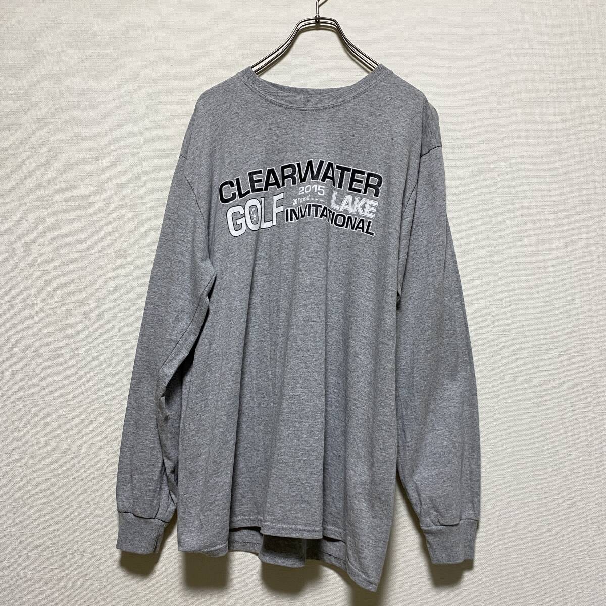 アメリカ古着 ゴルフ 長袖 Tシャツ ロンT 両面プリント US古着 クルーネック Lサイズ 【I1324】拍卖