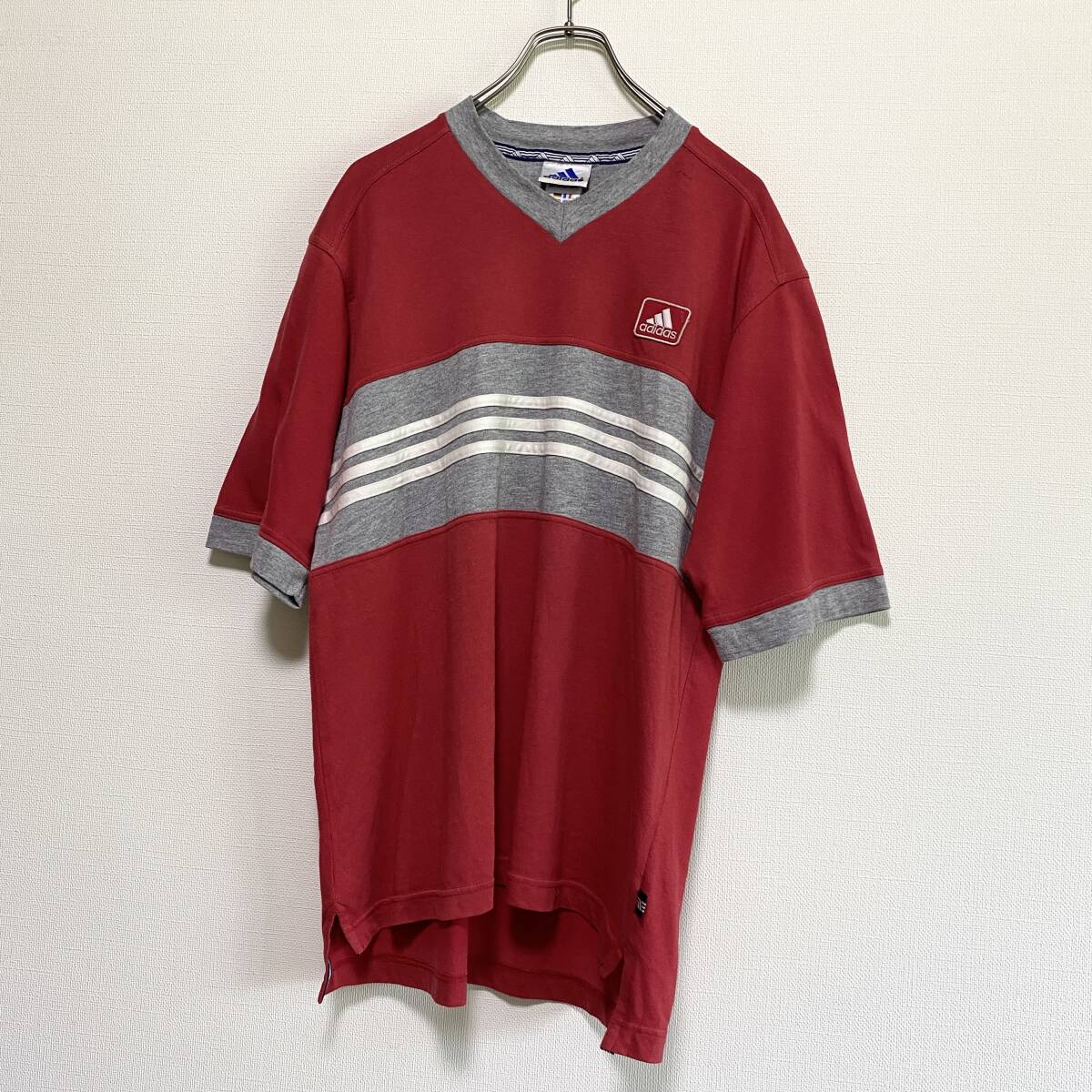 アメリカ古着 adidas アディダス 半袖 Tシャツ Vネック US古着 Mサイズ 【I1454】拍卖