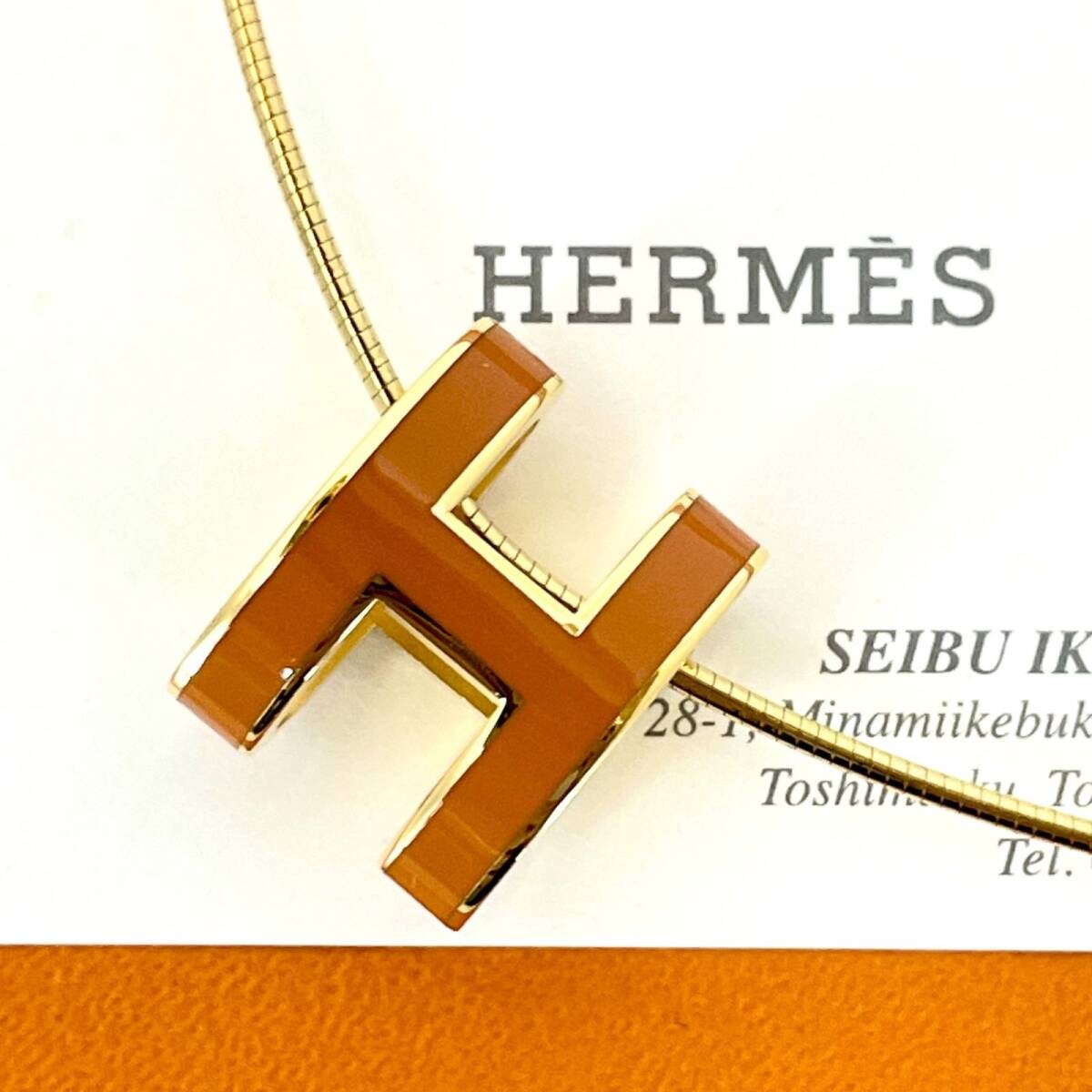美品 エルメス ポップアッシュ オレンジ チョーカー ゴールド /24-2217拍卖
