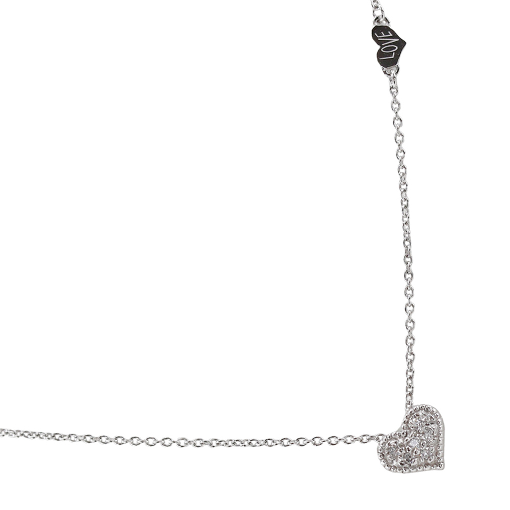 STAR JEWELRY スタージュエリー ハート 2008Limited ネックレス K18WG×ダイヤモンド 約1.8g レディース【I140224080】中古拍卖