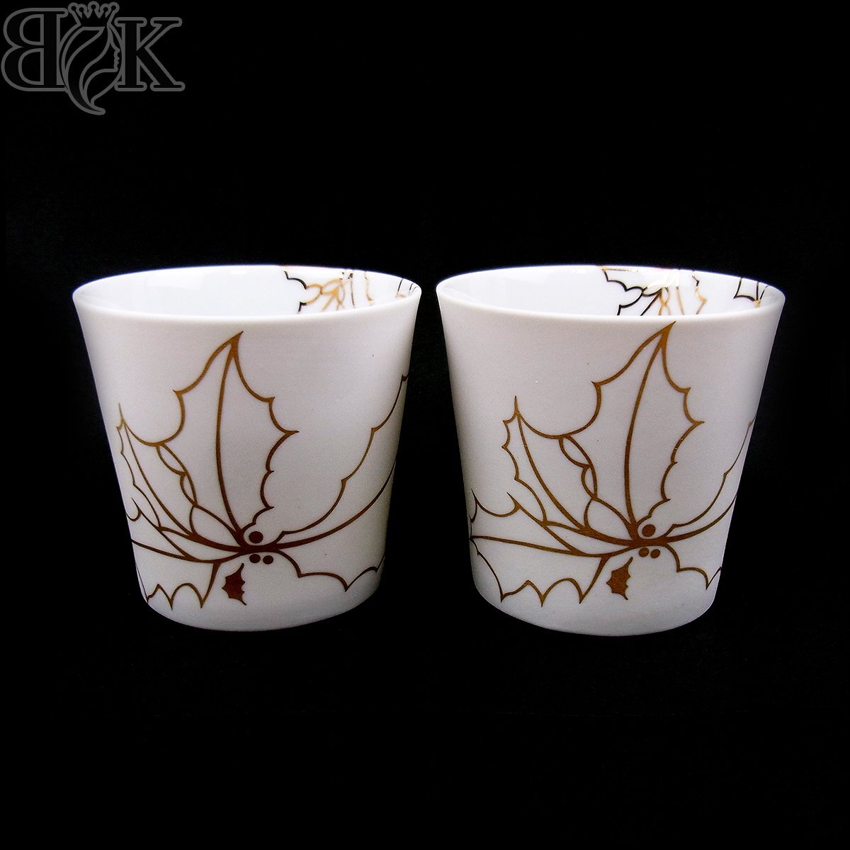 推定未使用品 ロイヤルコペンハーゲン ペアカップ 陶器 柊 ヒイラギ 長期保管品 ROYAL COPENHAGEN 〓拍卖