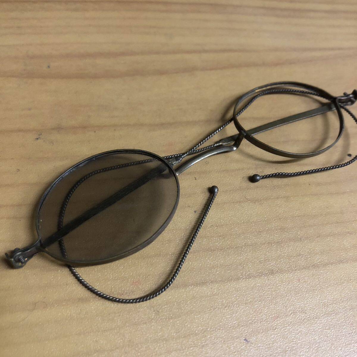 希少 20s 30s アンティーク 小判型フレーム メガネ 眼鏡 フルリム ラウンド サングラス ヴィンテージ 明治時代 大正時代 鉄フレーム拍卖