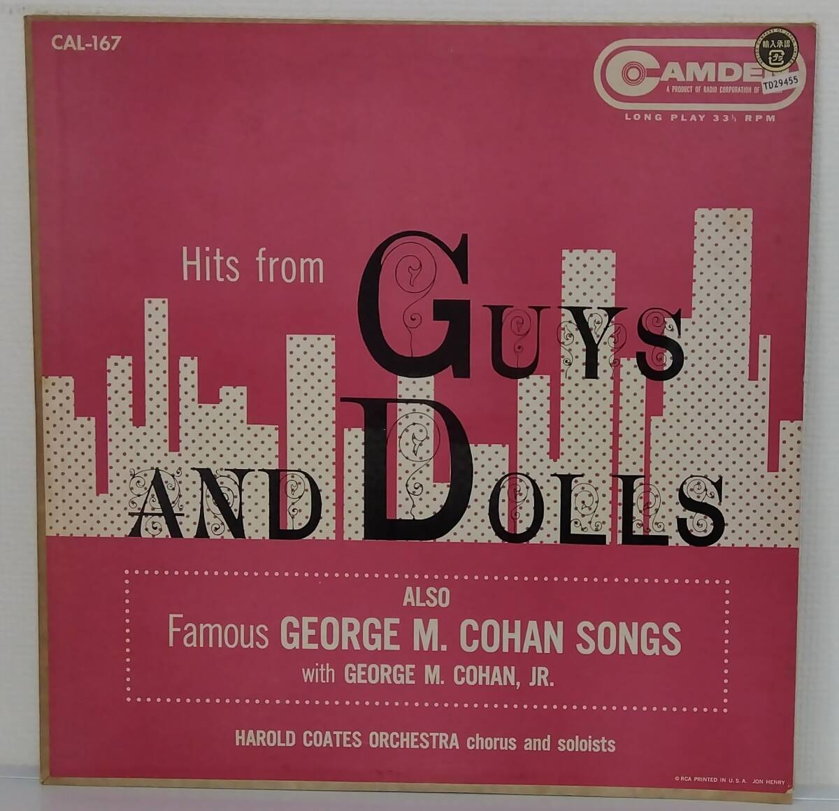 LP(US盤.希少.CAL-167.ミュージカル)ジョージ・M・コーハン/ヒット・フロム・ガイズ・アンド・ドールズ【同梱可能6枚まで】060912拍卖