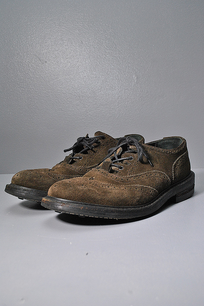 Tricker's Gillie Country Shoes トリッカーズ/ギリーシューズ/スエードシューズ/ウィングチップ/オリーブ/UK8拍卖