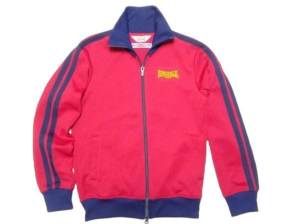 ★ロンズデール★ライン入りジャージS/赤紺LONSDALE MODSモッズトラックジャケットジャンパーブルゾンメンズ拍卖