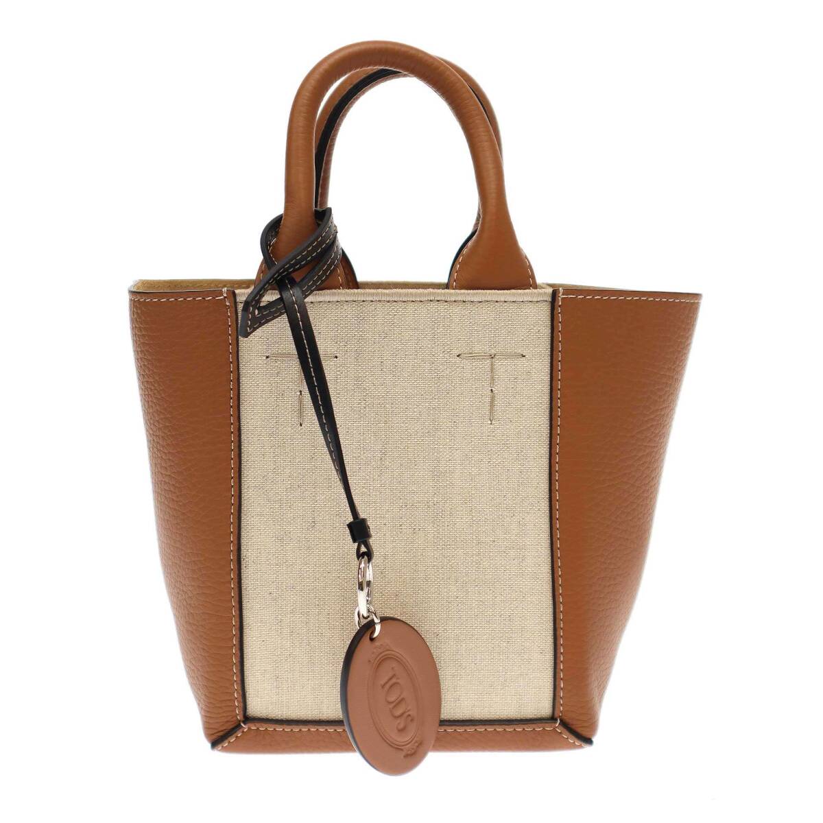 TOD’S トッズ ダブルアップ レザー&キャンバス ショッピング ショルダーバッグ ミニ ブラウン IT4K5U1G27D8拍卖