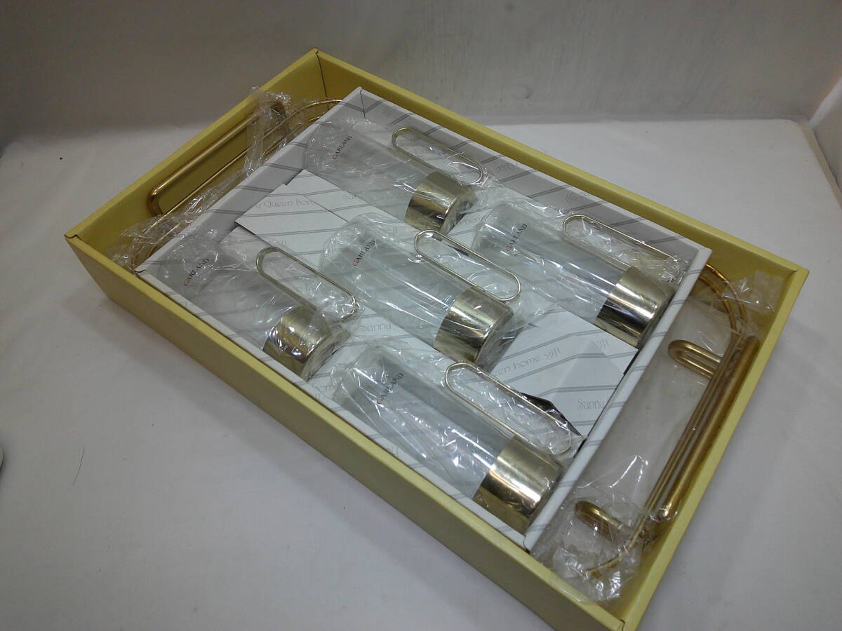 【セット品】 GARLAND ガラス 食器 コップ タンブラー 酒器 ティータイム 強化ガラス トレー付 レトロ拍卖