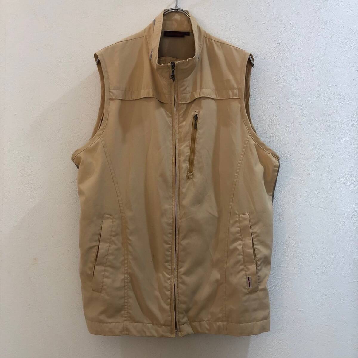 INSPIRE/インスパイア ジップアップジャケットベスト アウトドア イエロー ベージュ メンズ M拍卖