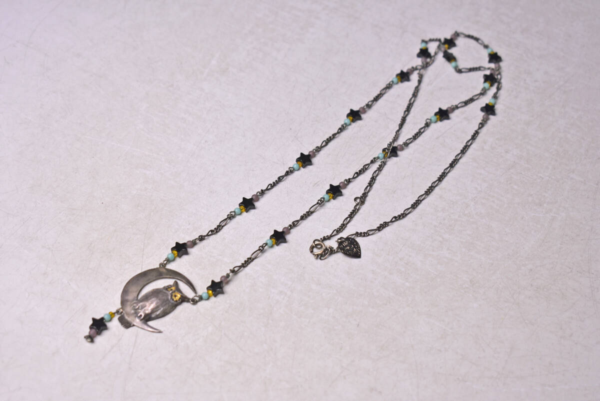 ネックレス ★ フクロウ ★ 三日月 ★ ビーズ ★ ペンダント ★ アクセサリー ★ レトロ調 ★ 長めネックレス ★ ファッション ★ 中古品拍卖