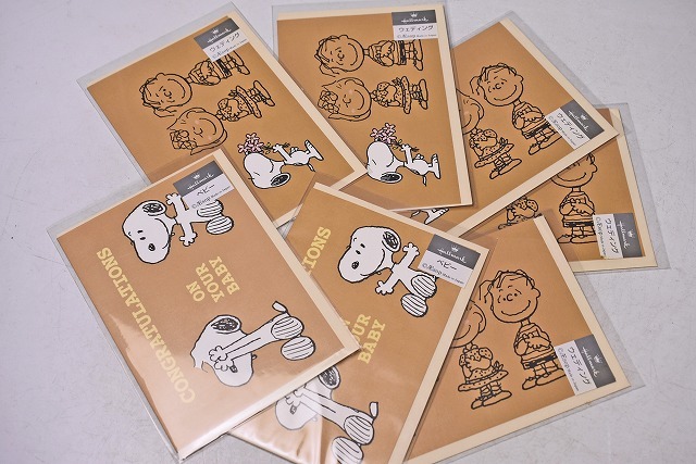 SNOOPY ★ スヌーピー ★ お祝い グリーティングカード ★ 結婚祝い 5枚 ★ 出産祝い 2枚★ 定価 1枚200円 ★ 日本製 ★ 中古品 ★ 未使用拍卖