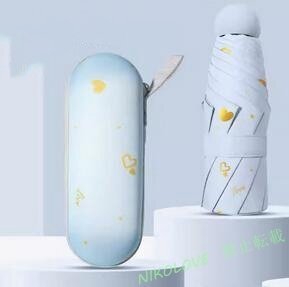 新品晴雨兼用 折りたたみ傘 夏 8本骨 日傘 UVカット 遮光 遮熱 日焼け防止 高温対策 携帯便利 小型 可愛い 収納ポーチ付 ブルー色 LJ915拍卖