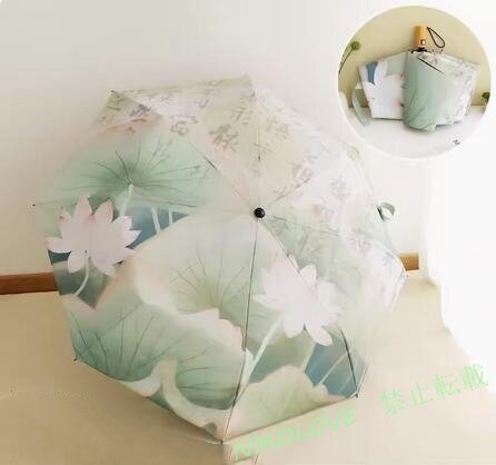 新品晴雨兼用 折りたたみ傘 ワンタッチ 自動開閉 夏 8本骨 日傘 UVカット 遮光 遮熱 日焼け防止 高温対策 日よけ98cm 蓮の花 LJ839拍卖