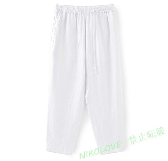 新品 パンツ リネンパンツ サマーパンツ ビーチパンツ 麻涼しい通気 メンズ ボトムス ズボン ホワイト サイズ選択可 LH176拍卖