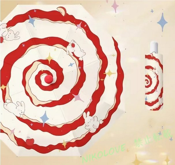 新品 折りたたみ傘 ワンタッチ 自動開閉 夏 3つ折り 日傘 UVカット 遮光 遮熱 日焼け防止 雨傘 日よけ 99cm 林檎の皮柄 LJ887拍卖