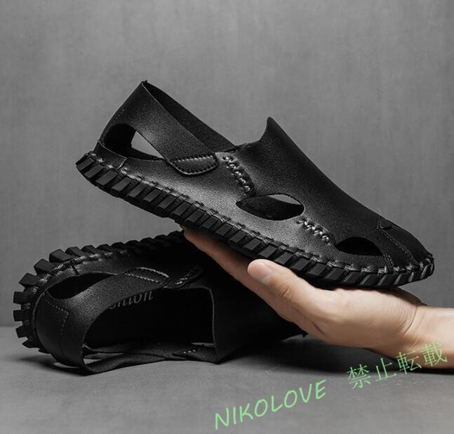 新品 スリッポン サンダル アウトドアサンダル メンズ 紳士靴 ドライビングシューズ カジュアルシーズ ブラック 24.0cm LH172拍卖