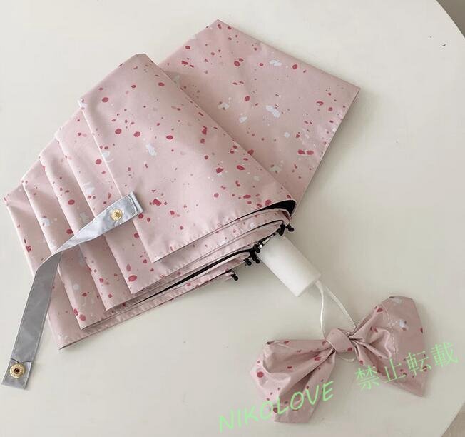 新品晴雨兼用 折りたたみ傘 夏 3つ折り 日傘 UVカット 遮光 遮熱 日焼け防止 雨傘 紫外線カット 100cm ピンクはつ墨柄 LJ876拍卖