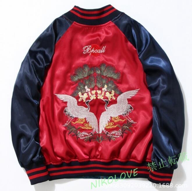 新品 両面着 メンズ ミリタリージャケット フライトジャケット 横須賀 MA-1 ブルゾン ジャケット スタジアム ジャンパー 鶴柄 LF658拍卖