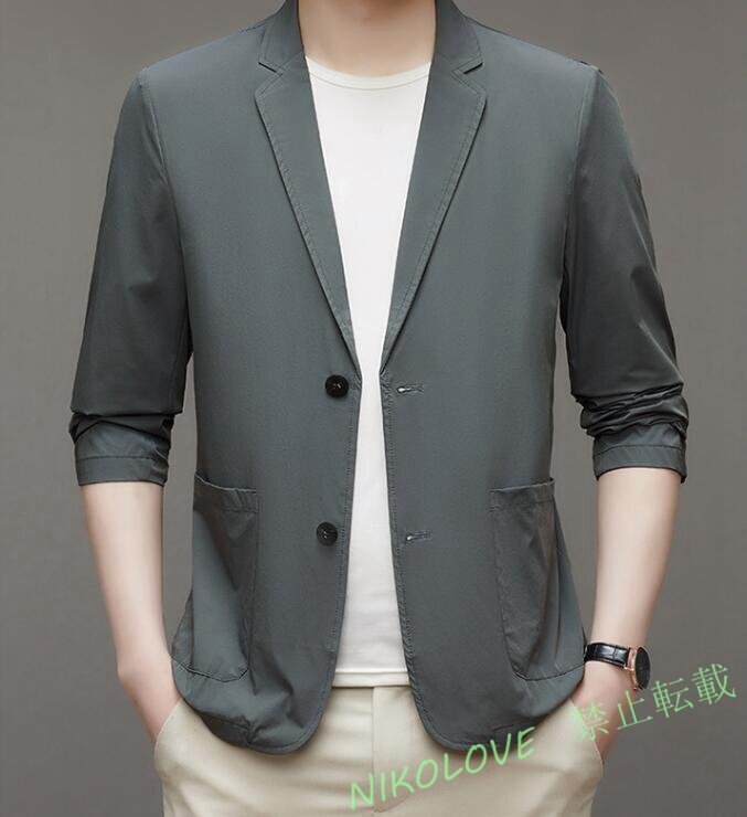 新品 人気 メンズ テーラードジャケット サマー ブレザー 制服 微ストレッチ 背広 無地 紳士服 スーツ 薄手 清涼感 LF735拍卖