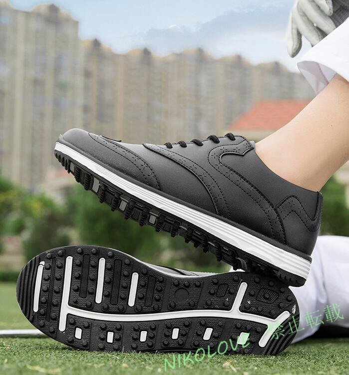 新品 ゴルフシューズ メンズ スニーカー 強いグリップ ソフトスパイクシューズ 男性用 アウトドア通気 防水 防滑 耐磨 黒 LH421拍卖