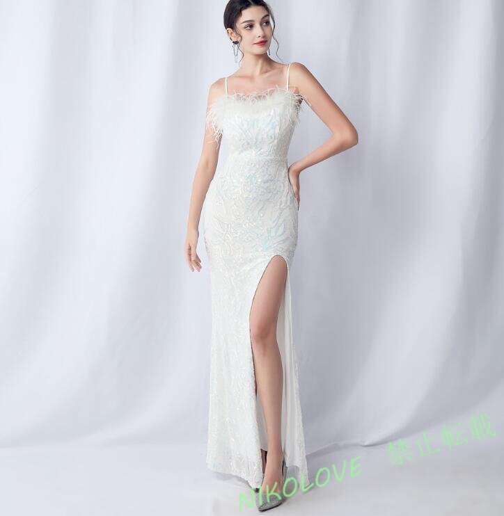 ☆上品レディース ワンピース 20代30代40代 着心地抜群 ロング丈 演奏会dress 発表会 white LH718拍卖