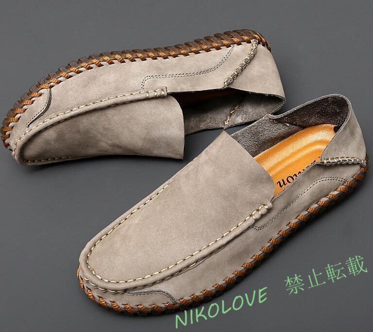 新品 スリッポン ローファー ドライビングシューズ メンズ アウトドアシューズ カジュアルシューズ 男性靴 カーキ 25.0cm LH289拍卖