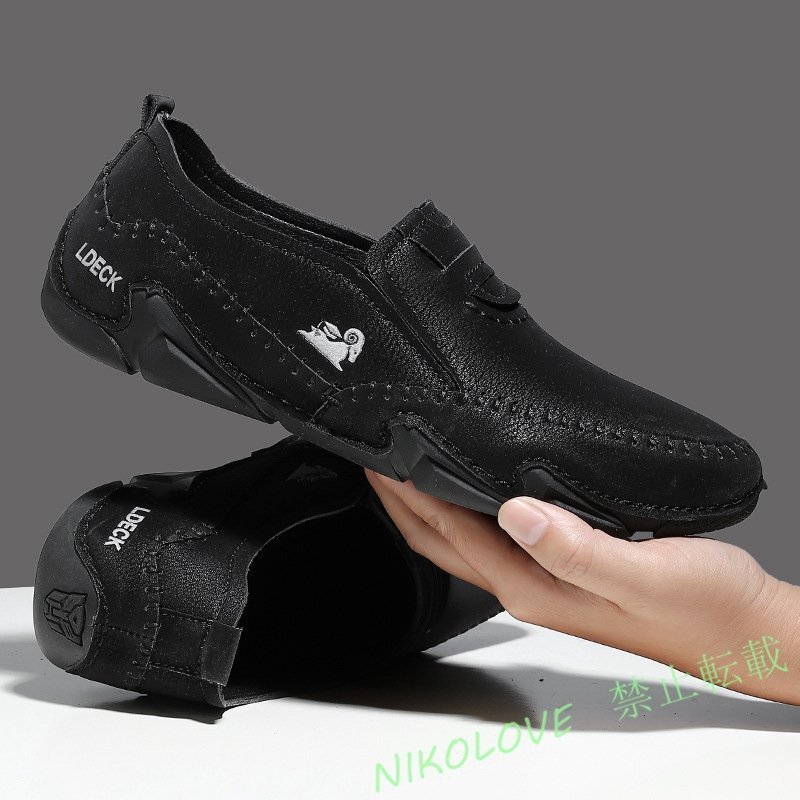 新品 スリッポン スニーカー ローファー メンズ スリッポン ドライビングシューズ カジュアルシューズ ブラック 24cm~28cm LG085拍卖