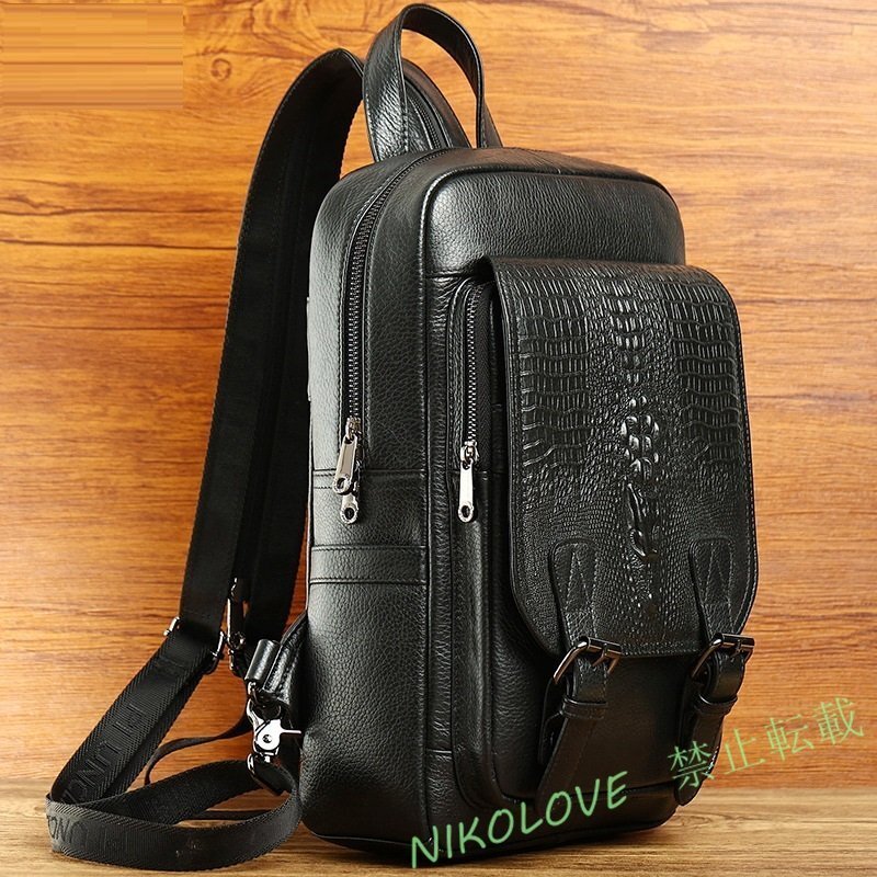 新品人気品 本革牛革メンズ レザーバッグ クロコダイル型押し ボディーバッグ 2WAY バッグパック リュックサック 大容量 多機能 LG706拍卖