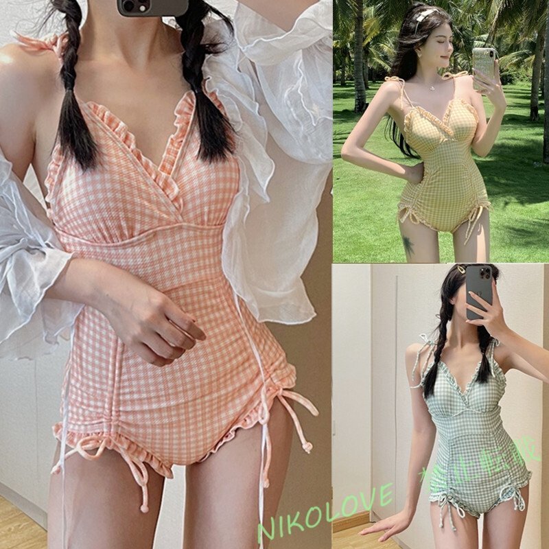 新品ワンピース水着 チェック柄 かわいい レディース 夏 プール お色選択可 LG652拍卖