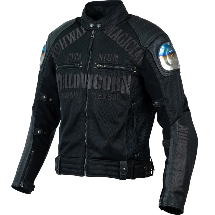 3Lサイズ イエローコーン YB-4109 メッシュジャケット ブラック/ガンメタリック チタニウムプレート/脱着式防風インナー (春夏モデル)拍卖