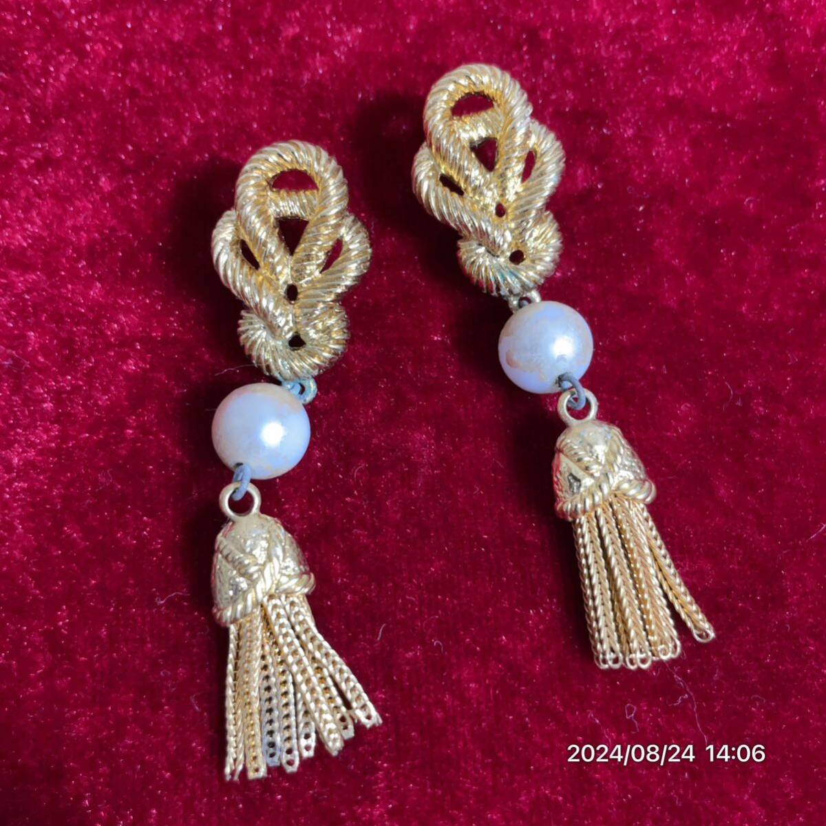 vintage SONIARYKIEL ソニアリキエル タッセル フリンジ ゴールドカラー イヤリング アクセサリー拍卖