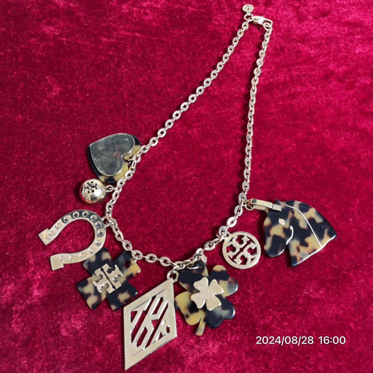 Tory Burch トリバーチ 馬 クローバー 十字 ハート ベッコウ柄 ネックレス アクセサリー拍卖