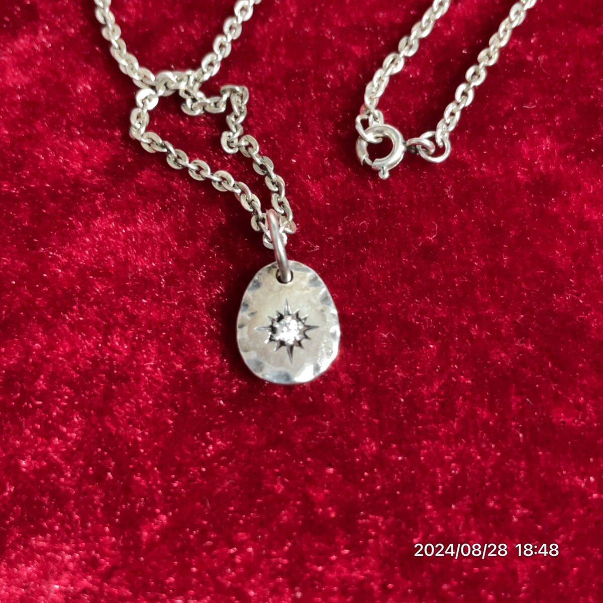 SILVER925 SV925 ZOCALO ゾカロ 平打ち ラインストーン ペンダント ネックレス アクセサリー拍卖