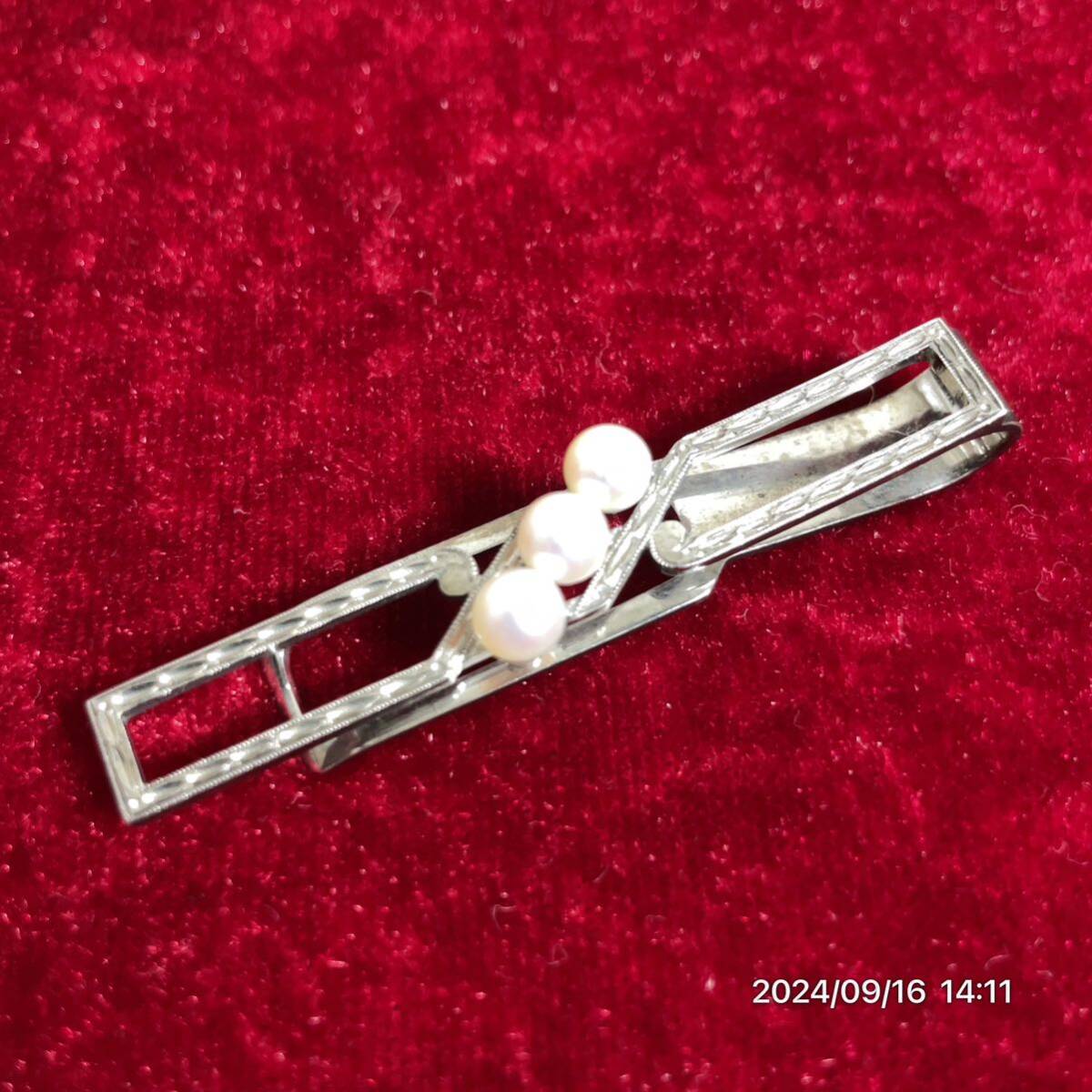 SILVERシルバーMIKIMOTO ミキモト 真珠 パール タイピン ネクタイピン アクセサリー拍卖