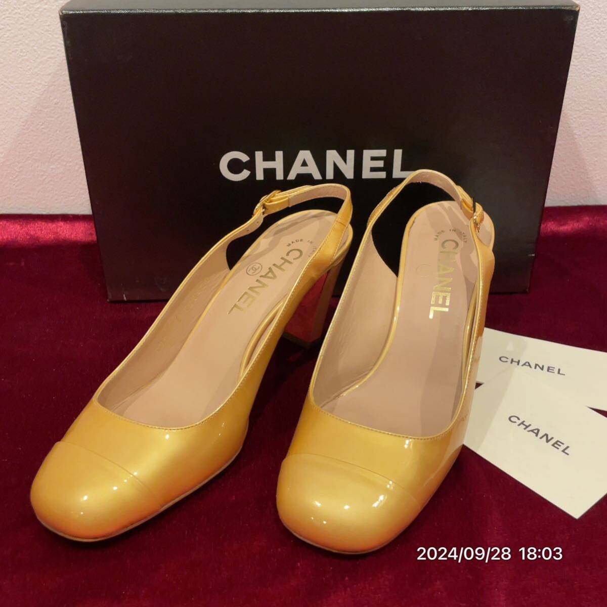 CHANEL シャネル COCO ココマーク メタルヒール レザー 革 パンプス ハイヒール 靴 箱付拍卖