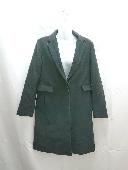 ◇ IENA SLOBE SLB フロントボタン ポケット 無地 ウール混 長袖 コート サイズ40 ブラック レディース E 1拍卖