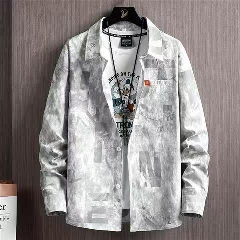 LRM3526★柄シャツ メンズ 長袖 カジュアルシャツ ワイシャツ ボタンシャツ 開襟シャツ 春 秋 トップス 長袖シャツ拍卖