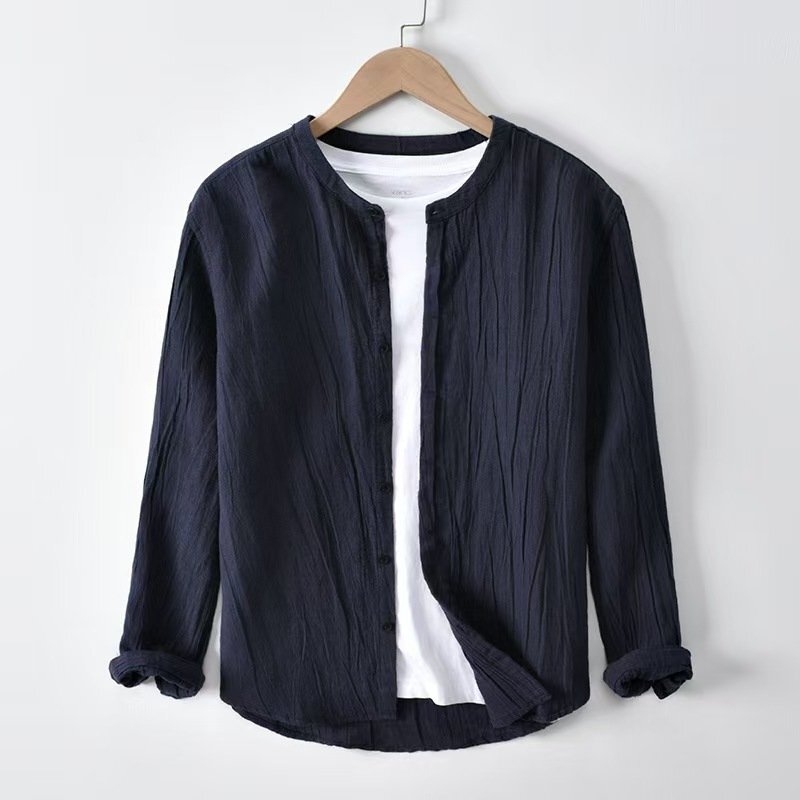 LRM3637★新品リネンシャツ 長袖シャツ メンズシャツ ゆったり カジュアルシャツ シンプル 綿麻シャツ 春 夏 秋服 トップス拍卖