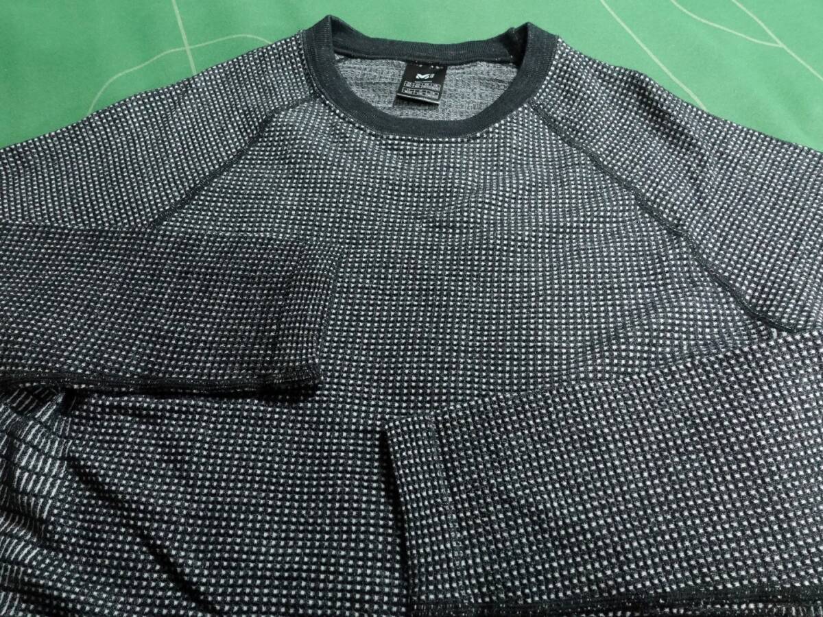 ▲MILLETミレー メリノウール70% ロングT ベースレイヤー ワッフル ウール クルー ミックスブラック JP L/XL 美品!!!▲拍卖