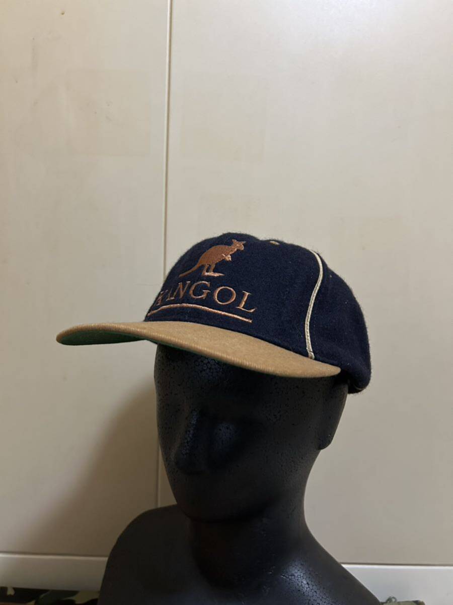 レア 90s USA製 KANGOL 刺繍ロゴ ウール キャップ拍卖