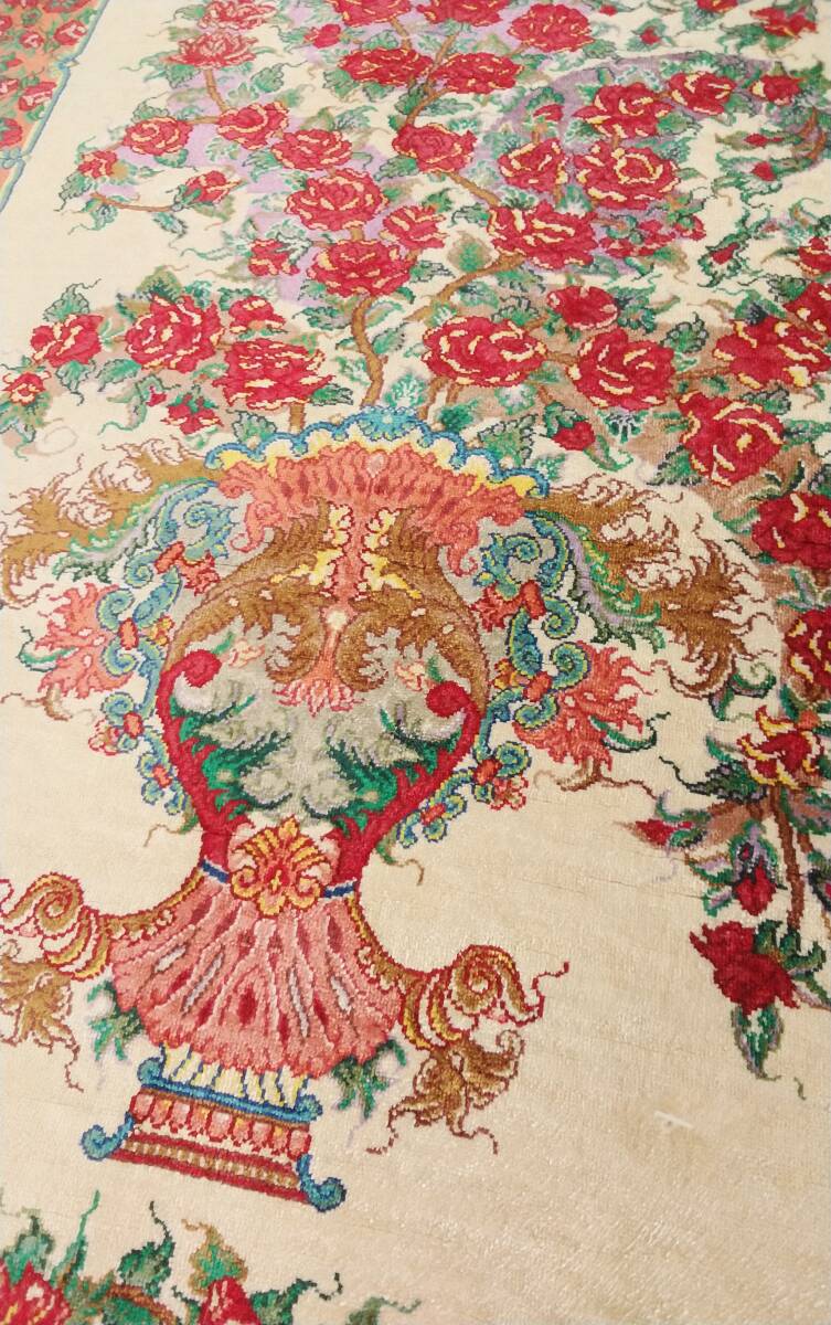 MJ1 【新品】ペルシャ絨毯 クム シルク タバタバイ工房 手織り 100~121万ノット 59-89cm イラン直輸入 トルコ絨毯やヘレケ好きに拍卖