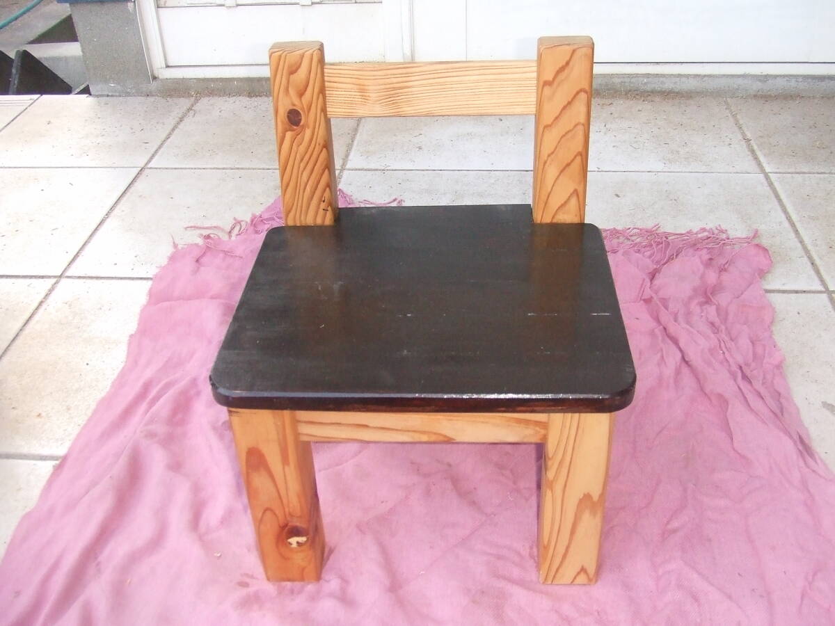 学童椅子型 キッズチェアー 杉製 座面ステイン 子供椅子拍卖