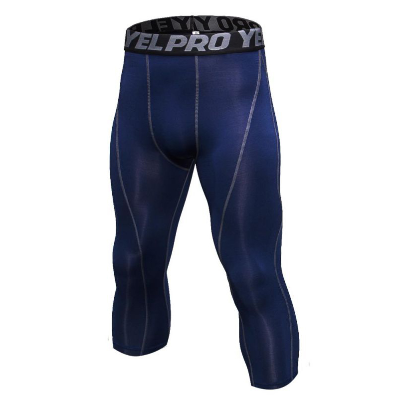 送料無料 新品 ランニングウェア 七分丈 タイツ メンズ Lサイズ ネイビー パンツ トレーニング スポーツ アウトドア 加圧 スパッツ 1051拍卖