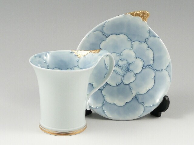 SA有田焼! 文山窯 ☆金牡丹流転型コーヒー碗皿 19006☆ 新品 紅茶 ミルク ラテ カプチーノ エスプレッソ 茶器 ギフト拍卖