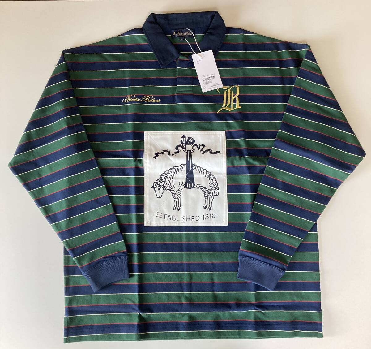 Brooks Brothers for BIOTOP 長袖 ラガーシャツ green sizeL RUGGER L/S SHIRTS 拍卖